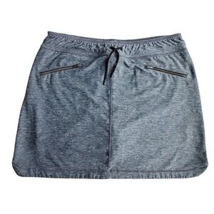 Sahalie Athletic Skort Women's Gray Heathered Drawstring Zipper Pockets Size L